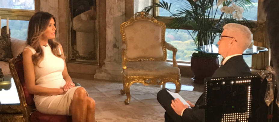 Melania Trump durante la entrevista concedida a la CNN. REUTERS