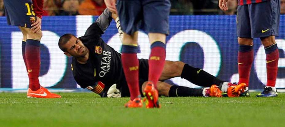 Valdés, en el momento de su lesión.