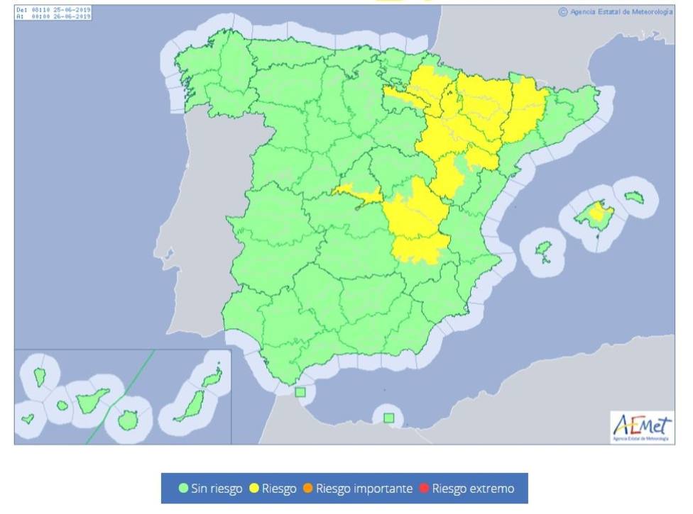 Una decena de provincias tendrán mañana riesgo por temperaturas de 36ºC y de hasta 38ºC en Aragón y Cataluña