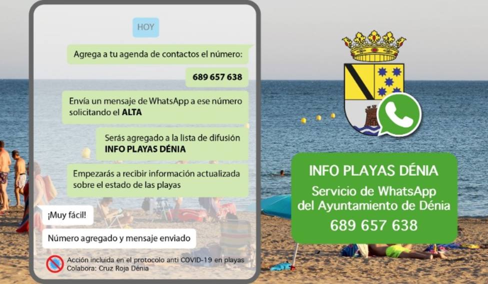 Dénia pone en marcha un servicio gratuito de información sobre el estado de las playas por Whatsapp