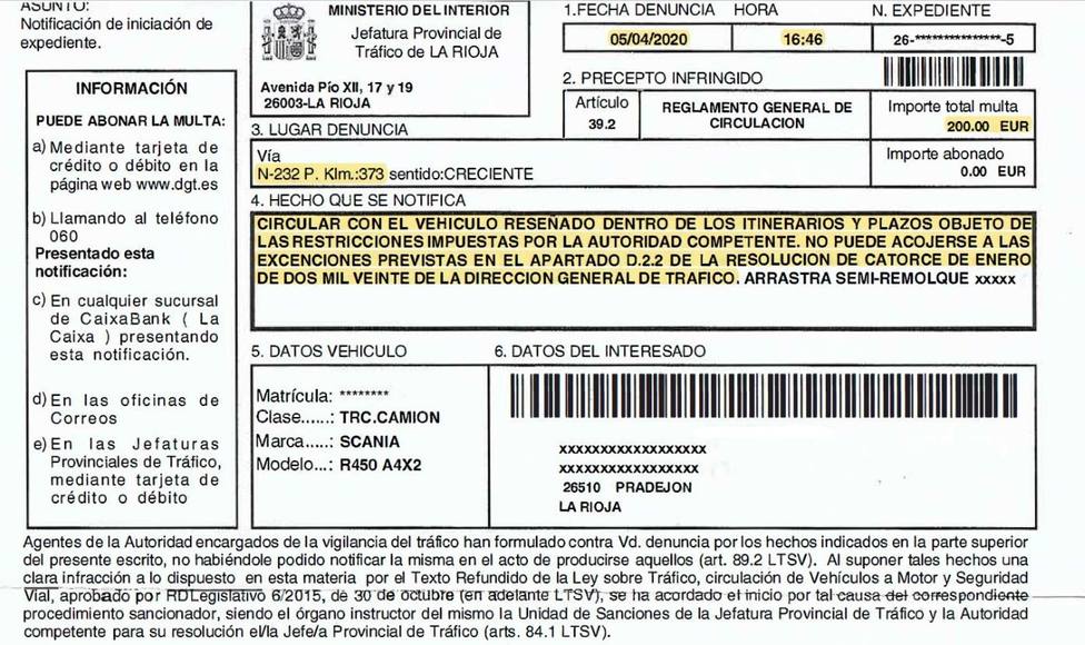 CETM La Rioja lamenta el aluvión de denuncias recibidas por circular por la N-232 durante el confinamiento