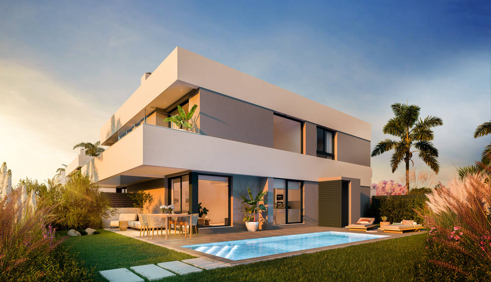 Así serán los chalets pareados de la promoción Amaire Villas I de AEDAS Homes en San Ju an de Alicante.