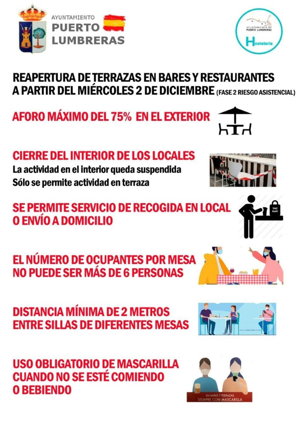 Puerto Lumbreras podrá abrir terrazas de establecimientos al 75%