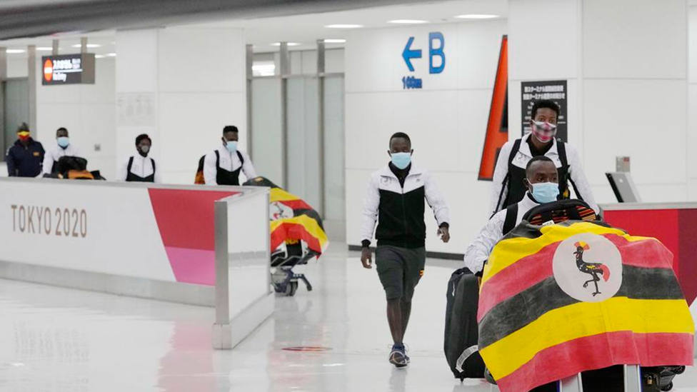 El equipo olímpico de Ghana, a su llegada a Tokio