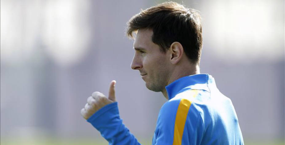 Messi, en el entrenamiento del Barcelona. (FOTO - EFE)