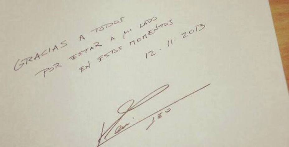 Nota escrita por Leo Messi para agradecer el apoyo tras su lesión