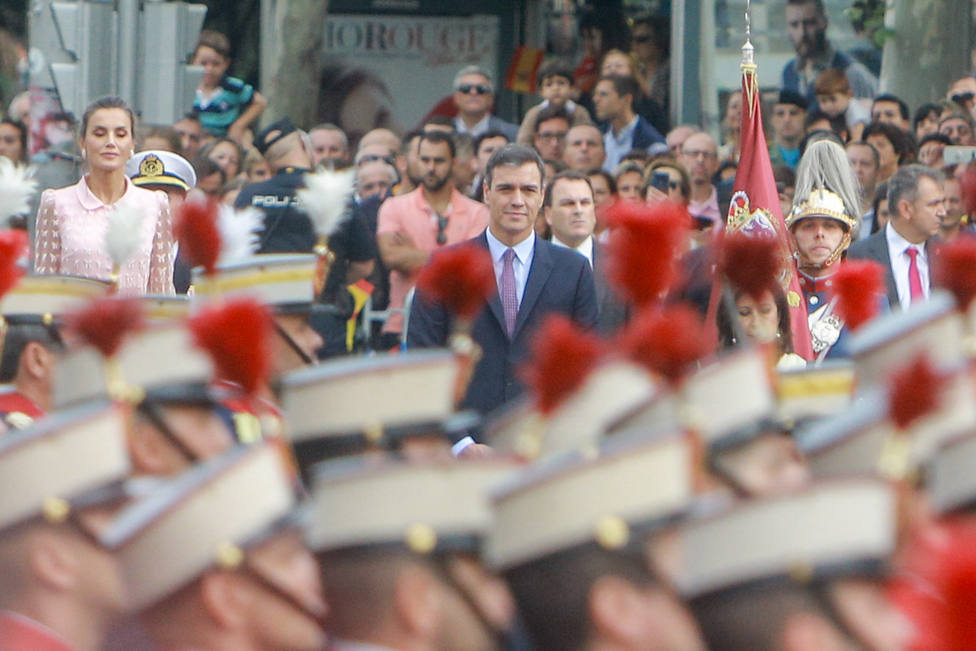 Pedro Sánchez a su llegada al Desfile