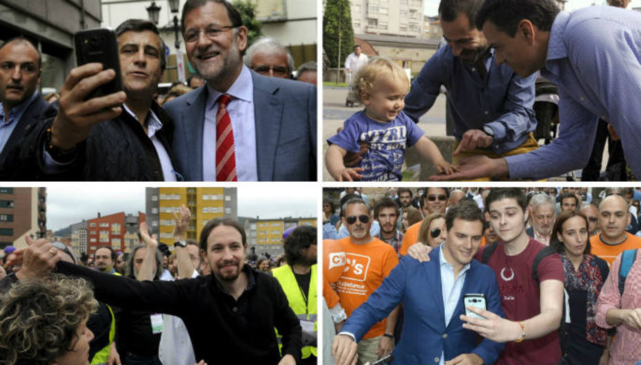 Rajoy, Sánchez, Iglesias y Rivera en campaña