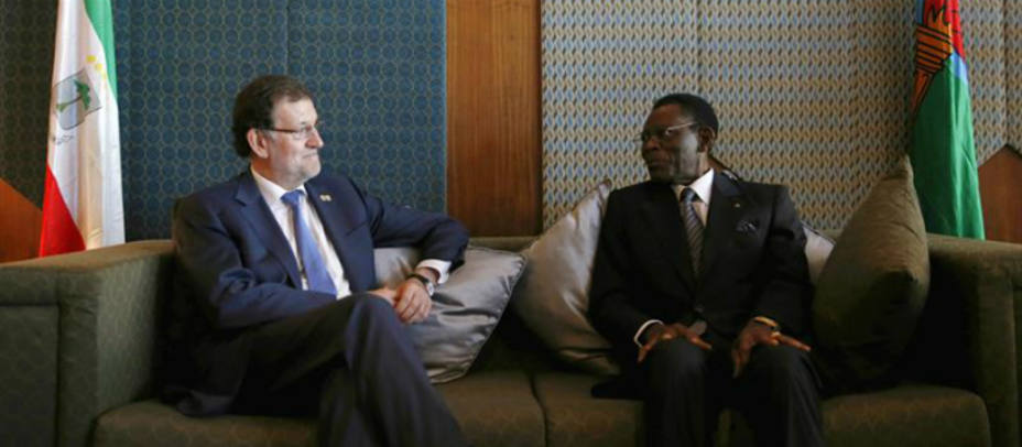 Mariano Rajoy junto a Teodoro Obiang en el encuentro mantenido este jueves. EFE