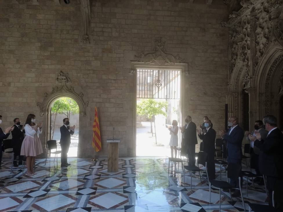 El Govern recibe a los indultados del procés en el Palau de la Generalitat