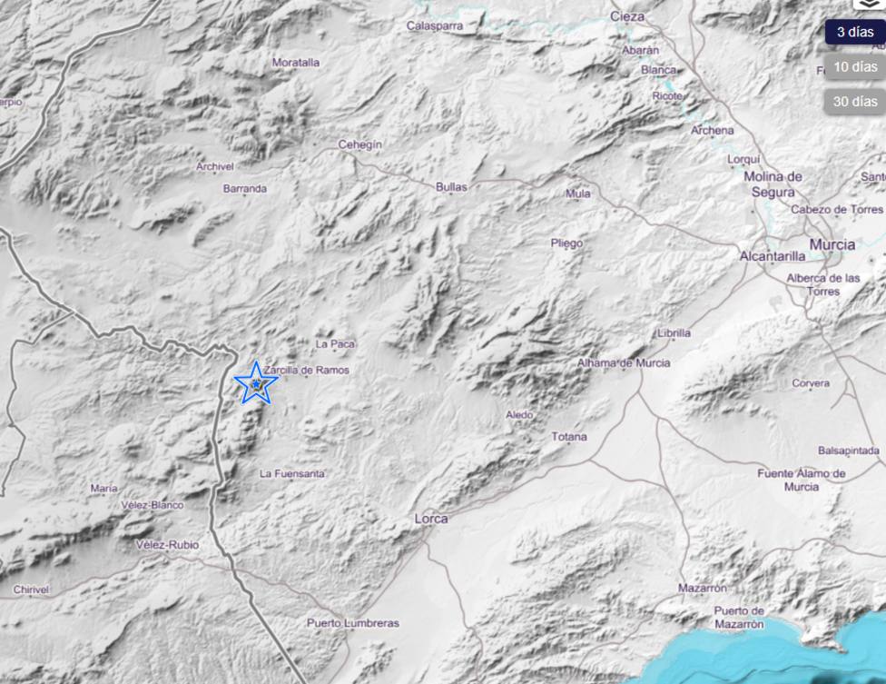 Un pequeño terremoto de 2,5 grados sacude el noroeste de Lorca
