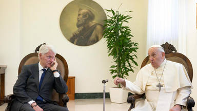 Pope Francis meets former US President Bill Clinton at the Vatican