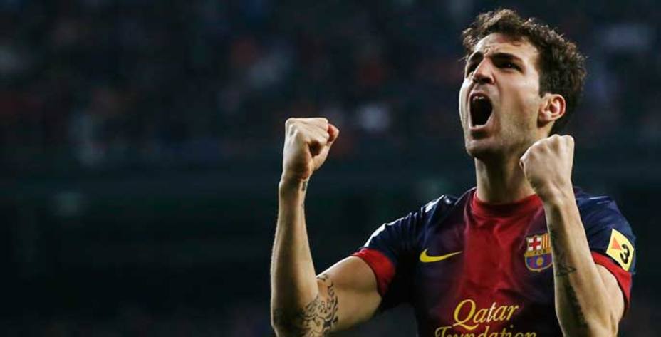 Cesc Fábregas celebra un gol con el Barcelona (Reuters)
