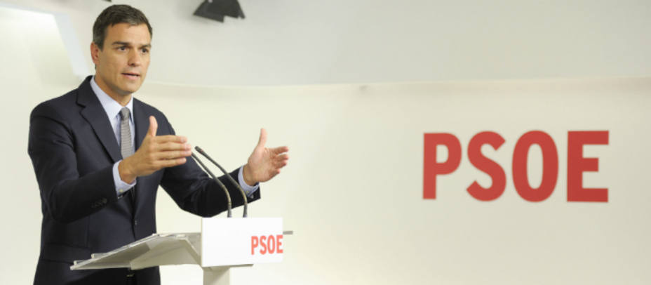 Pedro Sánchez en la sede de Ferraz. PSOE