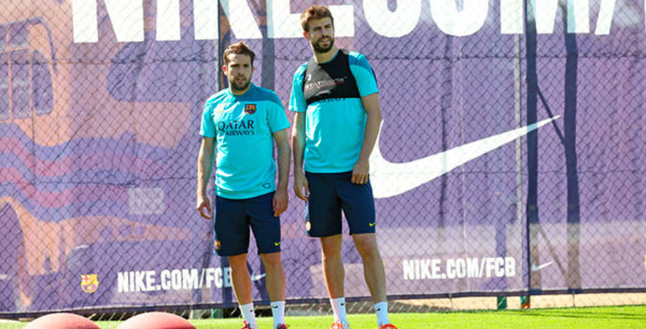 Piqué y Jordi Alba, con el alta médica estarán ante el Atlético. Foto: FCB.