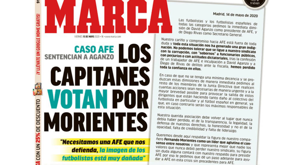 Carta de los futbolistas de 1ª y 2ª donde piden la inmediata dimisión de Aganzo y Diego Rivas