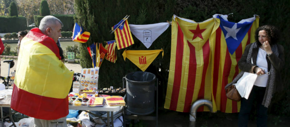 Banderas independentistas en Barcelona. REUTERS