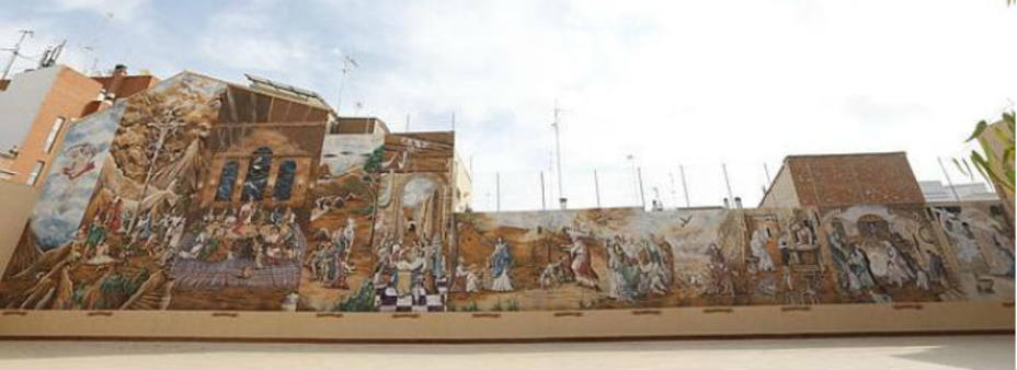 Imagen del mural en la parroquia de los Santos Juanes
