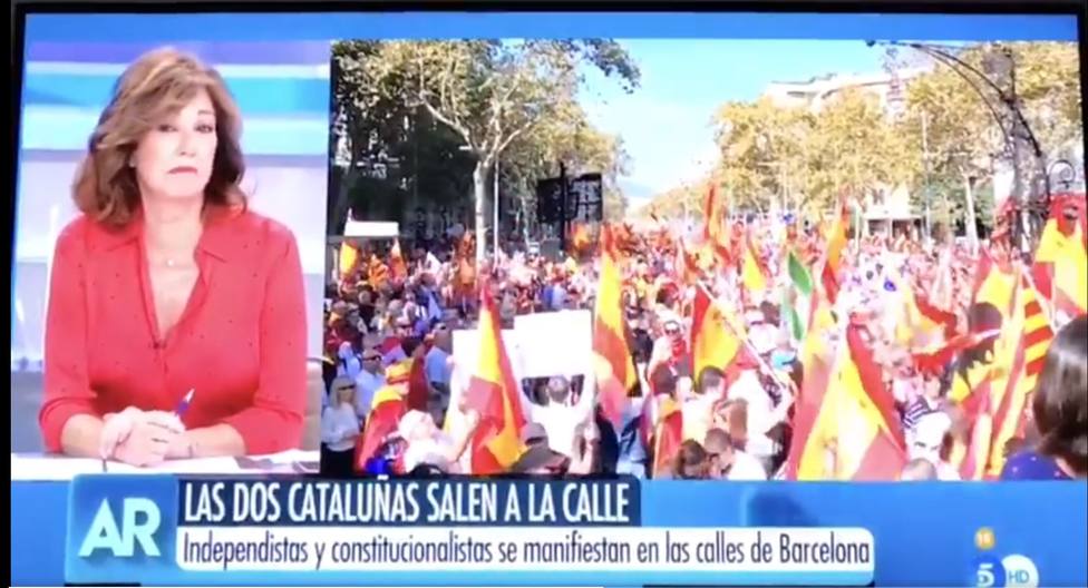 La ‘pulla’ de Ana Rosa a TVE por su cobertura de la manifestación constitucionalista de Barcelona