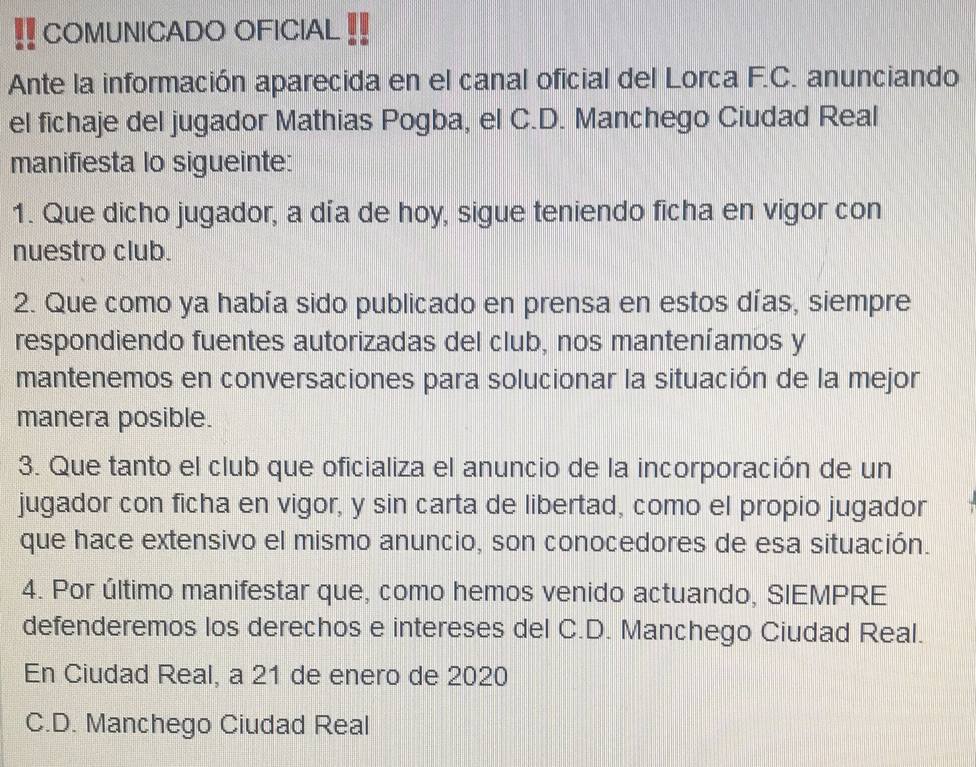 Se aplaza la presentación de Mathias Pogba con el Lorca FC