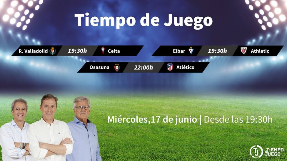 Sigue este miércoles desde las 19:30h. Tiempo de Juego con el Osasuna - Atlético y el resto de la jornada