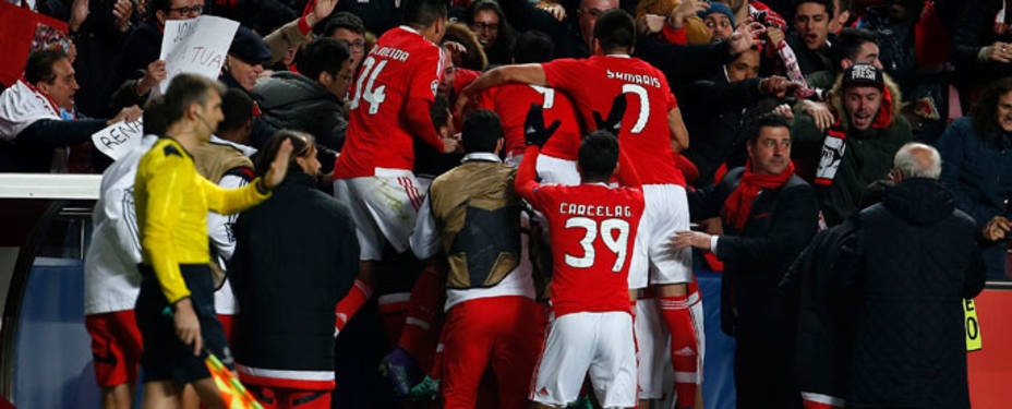 El Benfica celebra el gol de Jonas. REUTERS