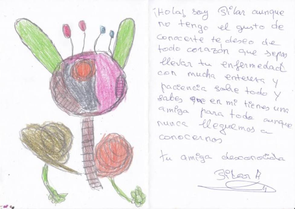 Carta de ánimo a un paciente de coronavirus enviada por un alumno del taller de ATADES.