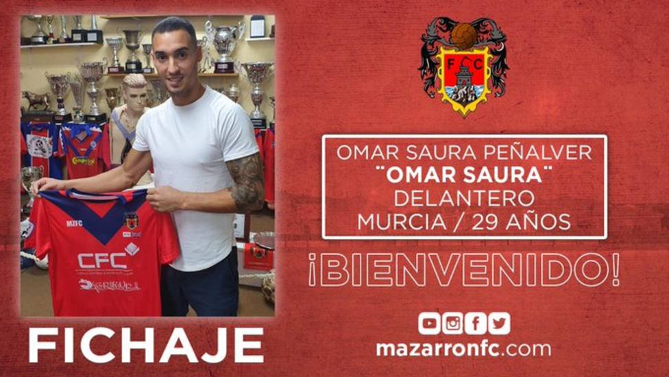 El Mazarrón CF ficha a Omar Saura, ex jugador del CF Lorca Deportiva y Lorca FC