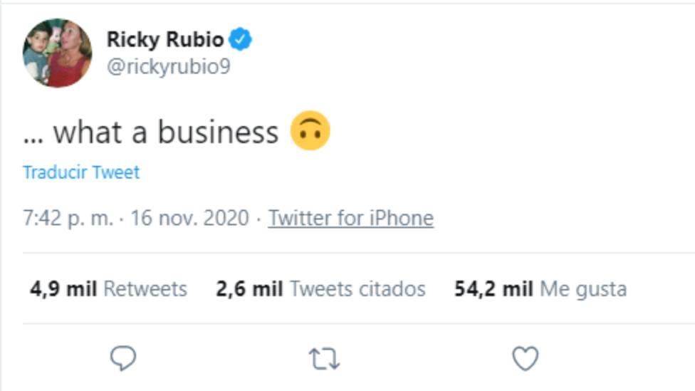 Ricky Rubio deja entrever su traspaso a Oklahoma a través de este tuit