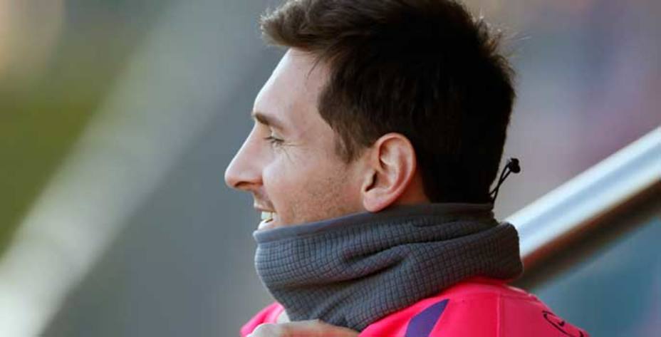 Leo Messi, baja en el entrenamiento. (Reuters)