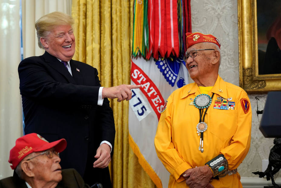 Trump en un homenaje a los veteranos nativos americanos de la Segunda Guerra Mundial