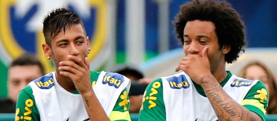 Neymar y Marcelo, en un entrenamiento con Brasil (Reuters)