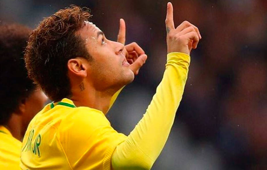 Neymar Jr, durante un partido con la selección de Brasil (@neymarjr)