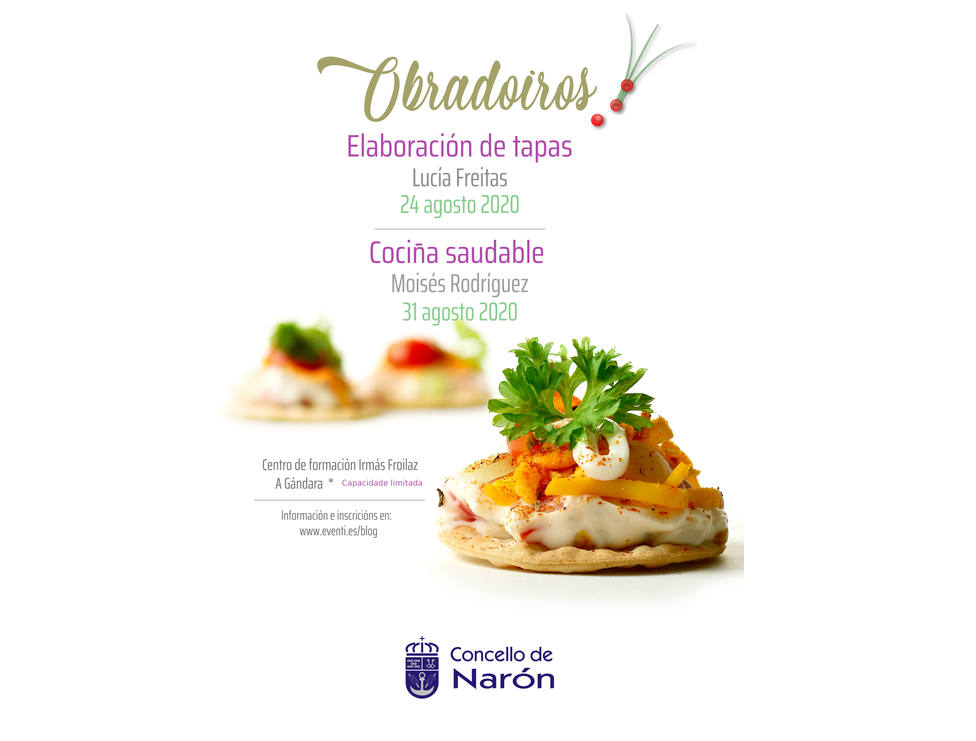 Cartel de los talleres de tapas y cocina saludable - FOTO: Concello de Narón