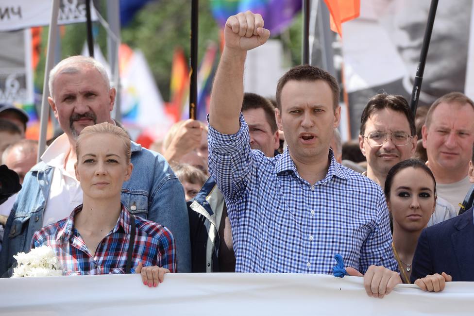 El opositor ruso Navalni durante una manifestación en Moscú