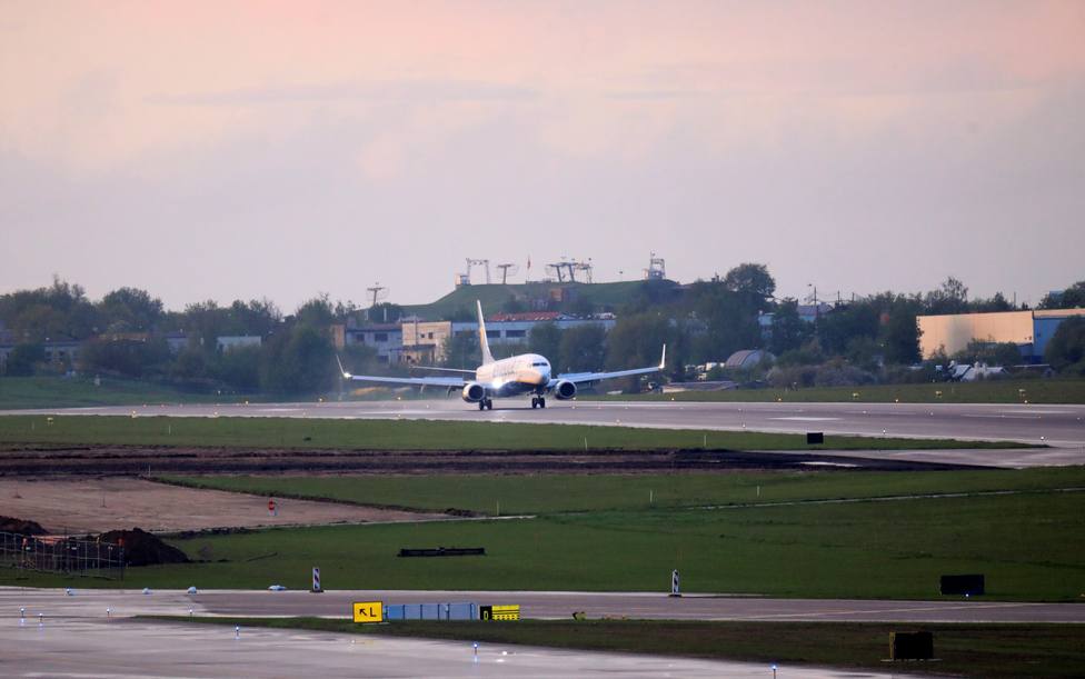 El avión de Ryanair, desviado a Bielorrusia, aterrizando en el aeropuerto de MInsk
