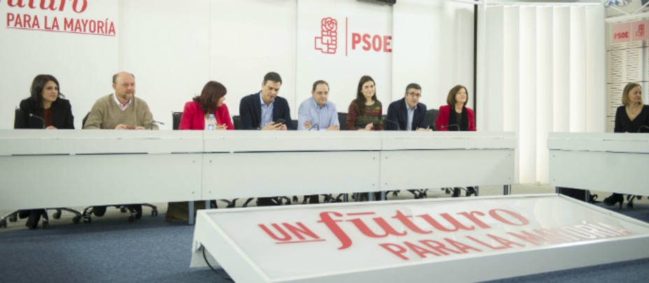 Reunión de la Ejecutiva federal del PSOE en la sede de Ferraz este lunes. PSOE