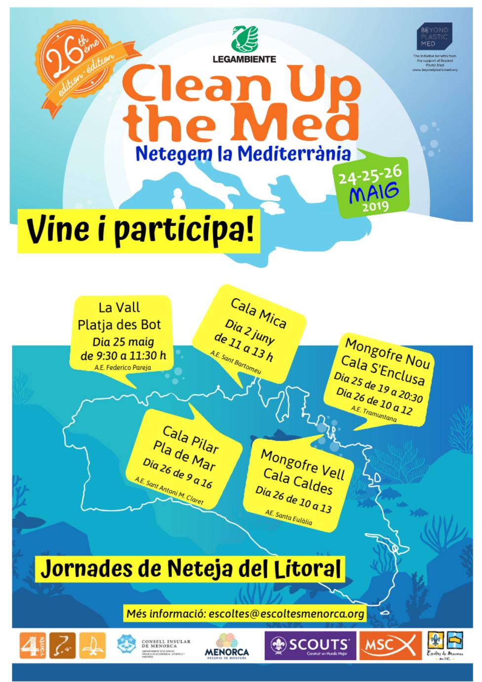 CAMPAÑA CLEAN UP THE MED Menorca 2019