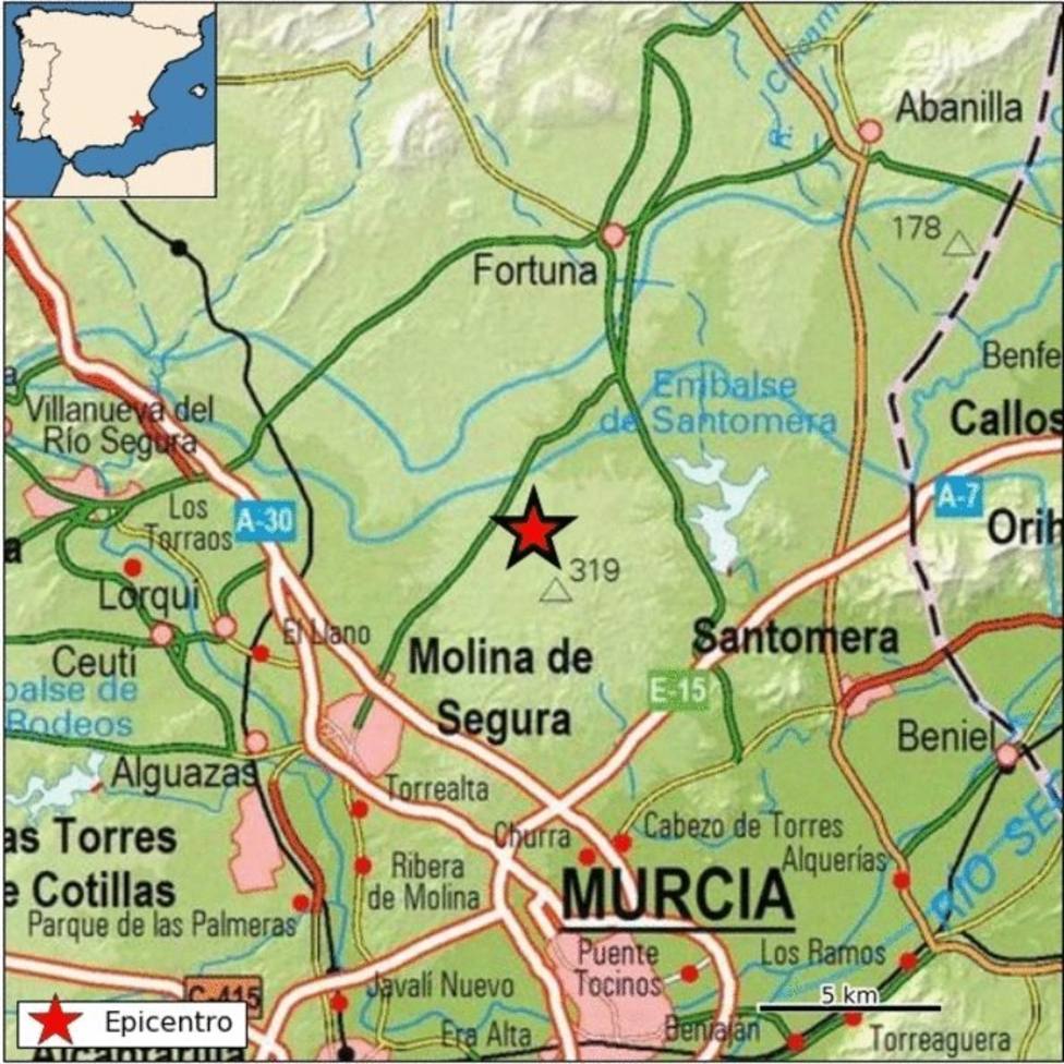 Molina de Segura registra un terremoto de magnitud 2,4 con epicentro en el cauce del río Guadalentín