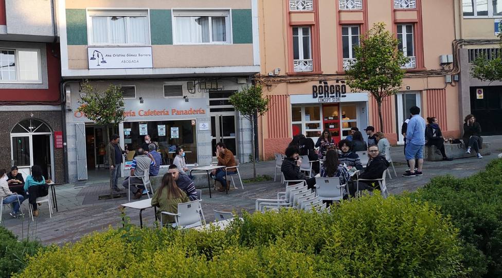 Terraza de un local hostelero de Lugo en los primeros días de reapertura tras el confinamiento