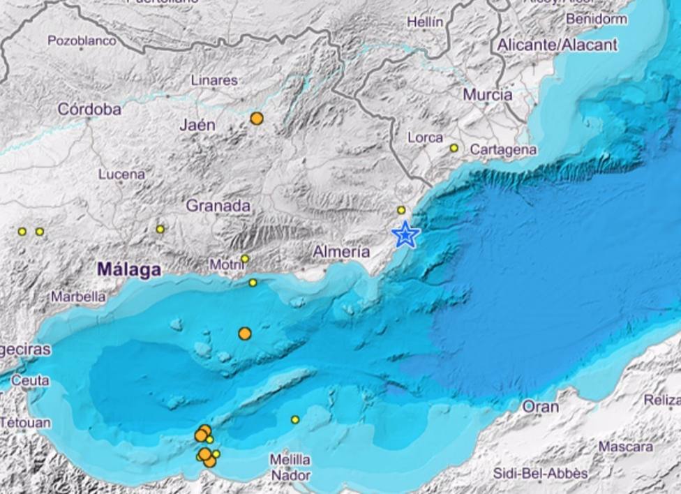 Registrado un terremoto de magnitud 3,9 con epicentro al noreste de Carboneras