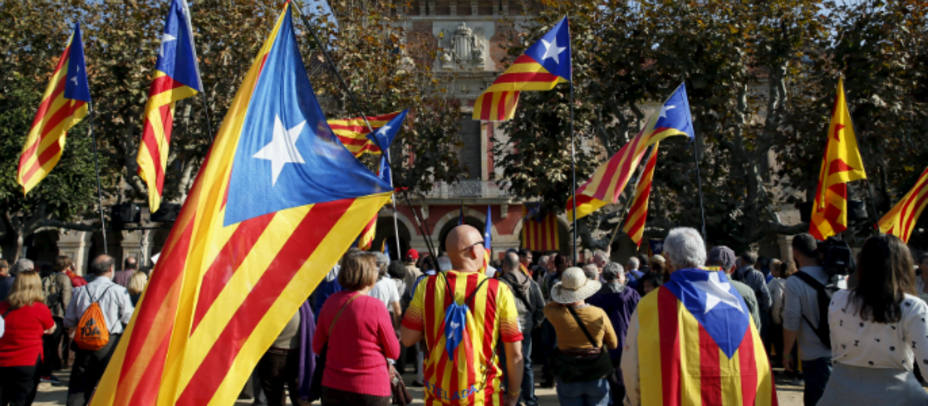Banderas esteladas en Barcelona. REUTERS