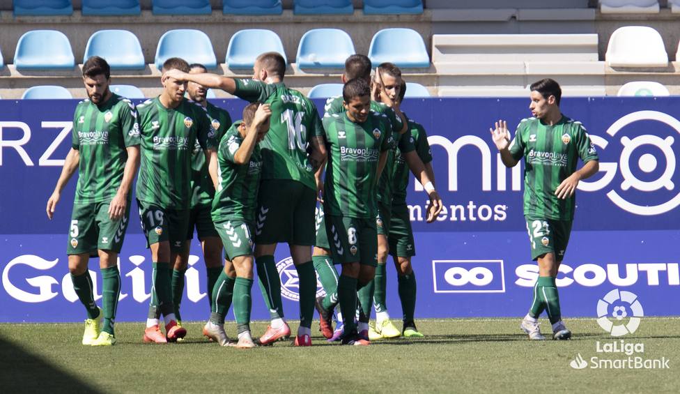 El Castellón celebra el gol ante la Ponferradina