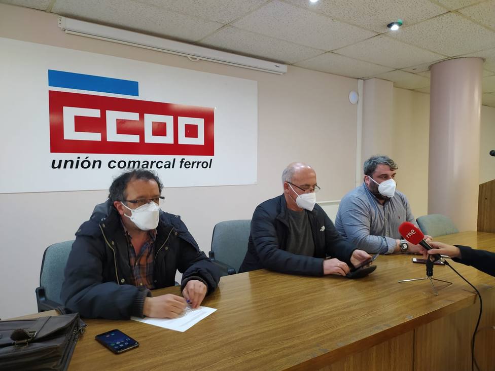 Los secretarios comarcales de CIG, CCOO y UGT en Ferrol