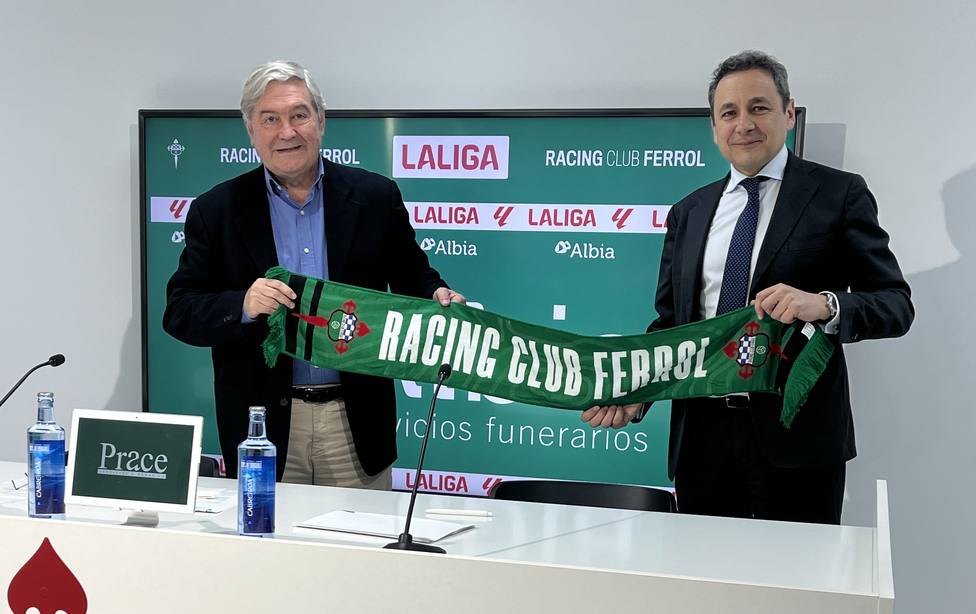 El presidente del Racing, Manuel Ángel Ansede, con Daniel Palacios, director general de Grupo Albia
