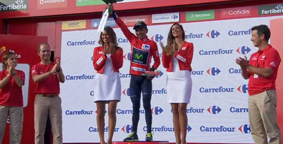 Nairo Quintana, virtual ganador de la Vuelta, su segunda grande tras el Giro 2014. @Movistar_Team