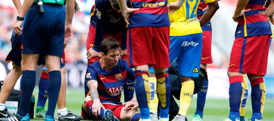 Leo Messi, en el momento de su lesión (FOTO: FC Barcelona)