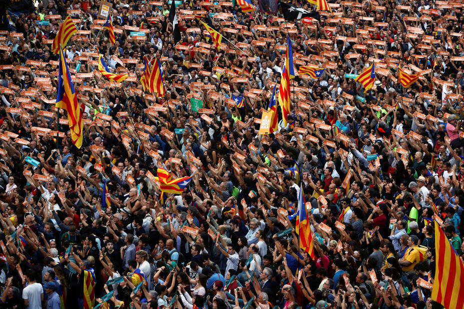 Manifestación independentista el pasado viernes en Barcelona. REUTERS