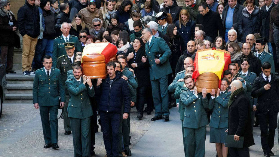 Misa funeral en Alcañiz por los guardias civiles asesinados el jueves en Teruel
