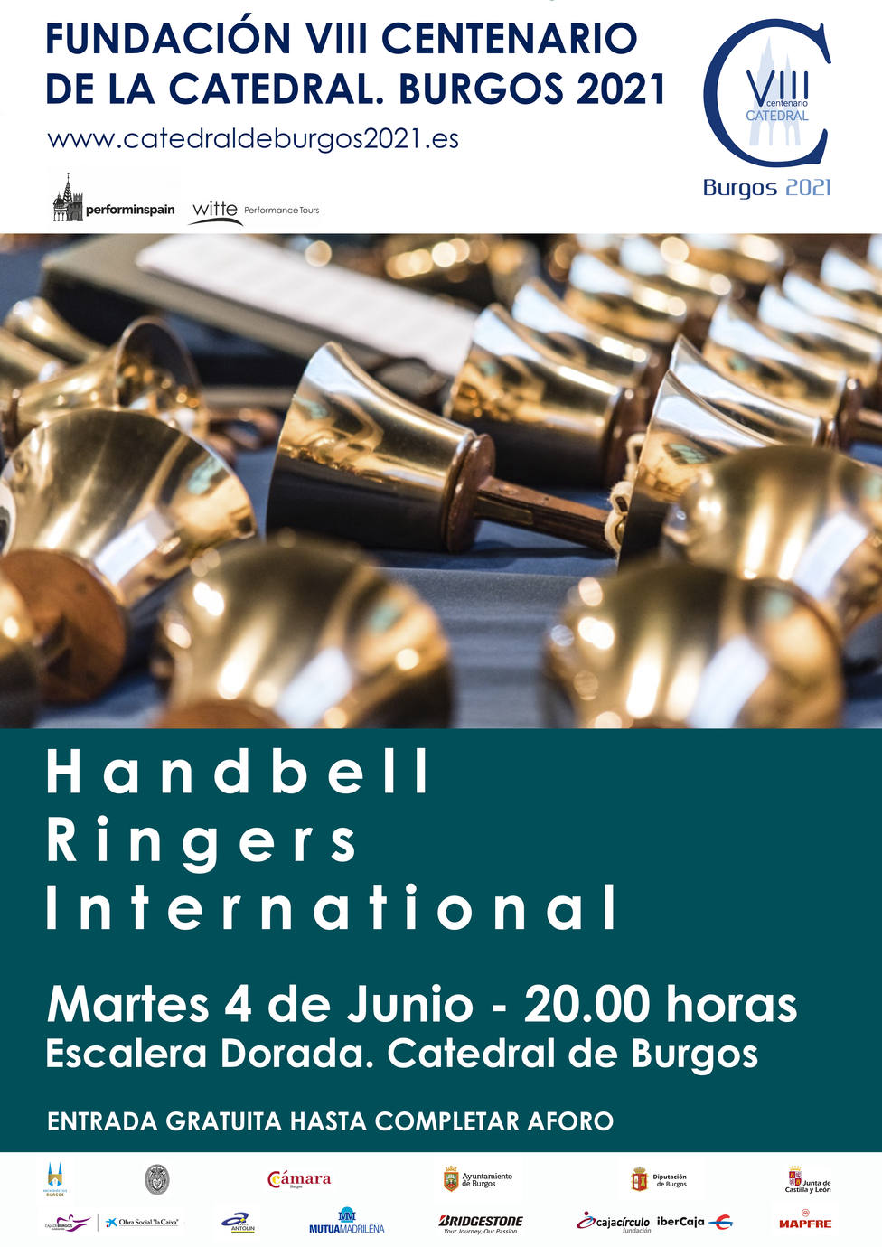 Cartel concierto de campanas de mano en la catedral de Burgos.